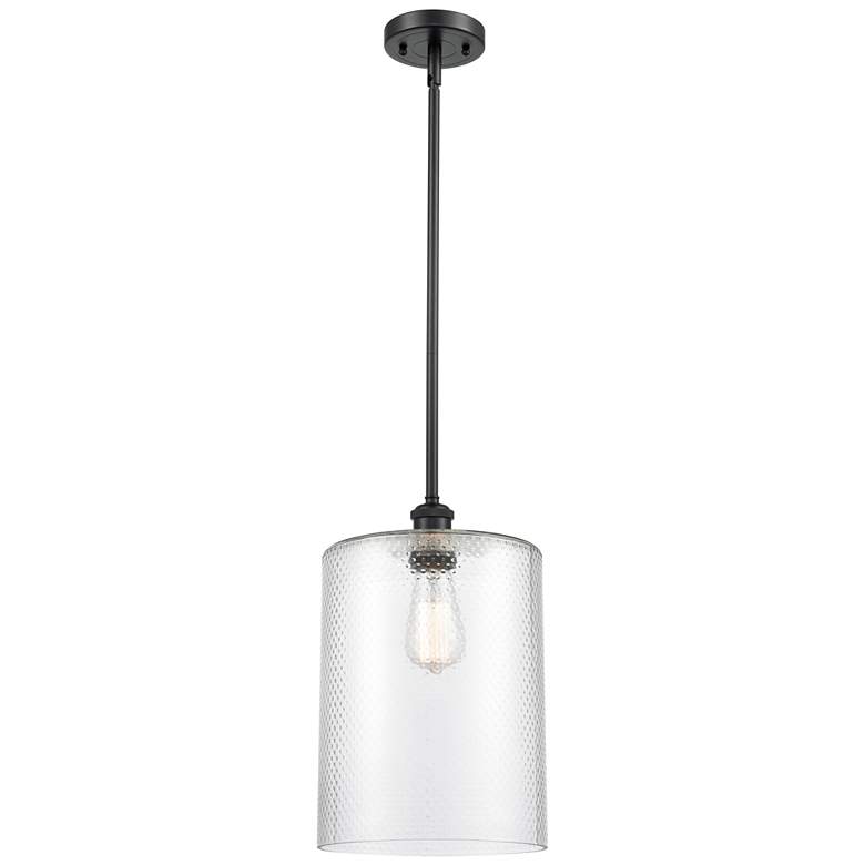 Image 1 Cobbleskill 9" Matte Black Stem Hung Mini Pendant w/ Clear Shade