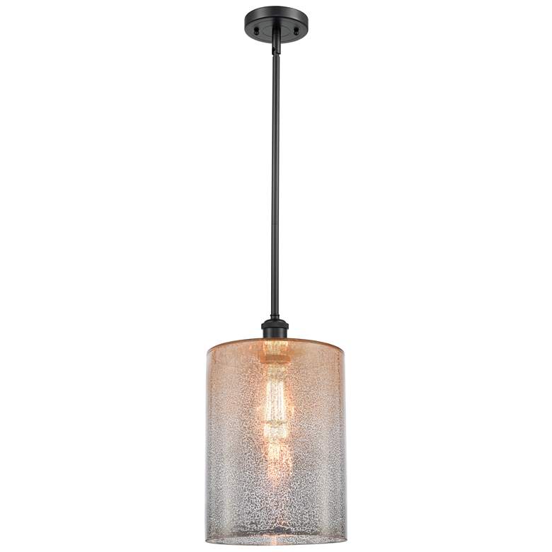 Image 1 Cobbleskill 9" Matte Black Stem Hung Mini Pendant w/ Mercury Shade
