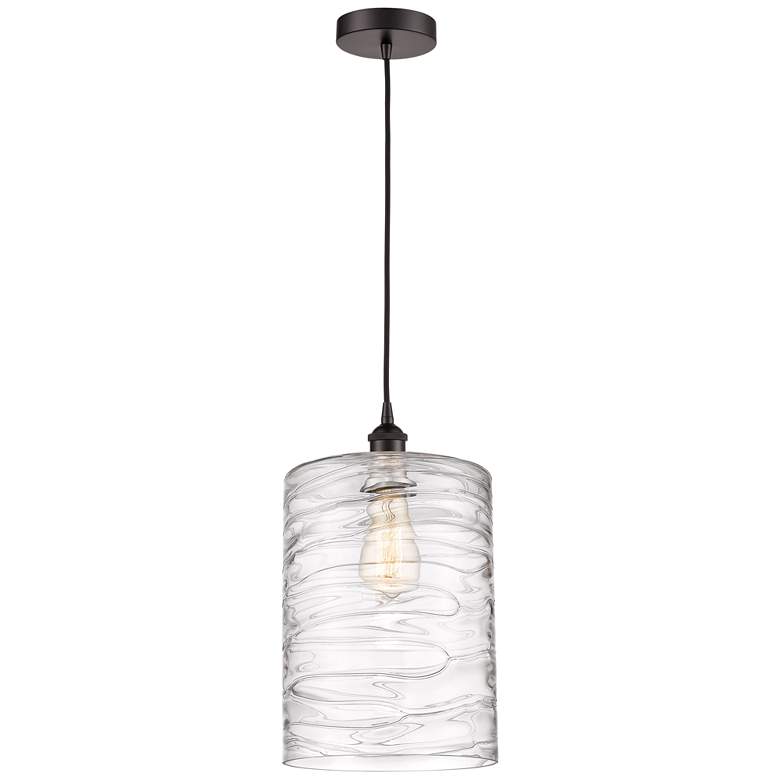 Image 1 Cobbleskill 9" Mini Pendant - Oil Rubbed Bronze - Deco Swirl Shade