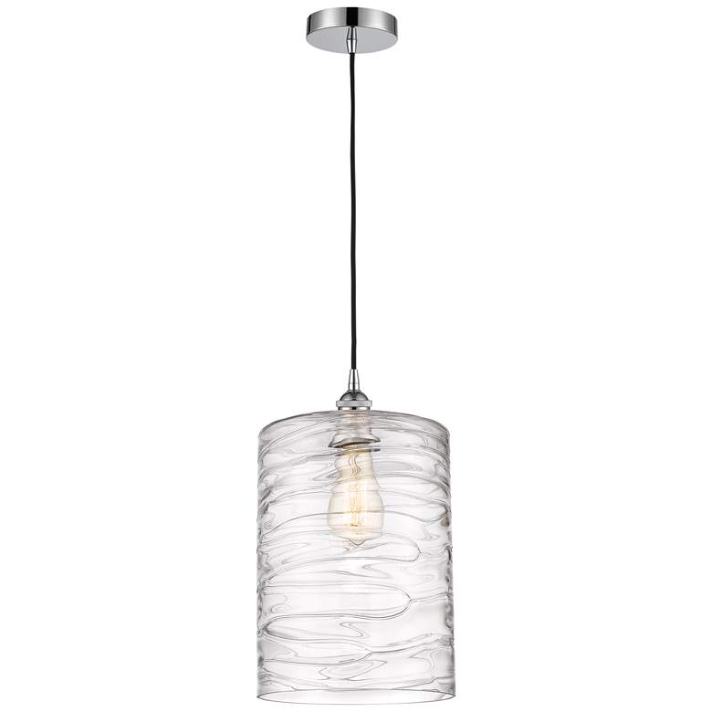 Image 1 Cobbleskill 9" Mini Pendant - Polished Chrome - Deco Swirl Shade