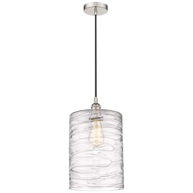 Image 1 Cobbleskill 9" Mini Pendant - Polished Nickel - Deco Swirl Shade