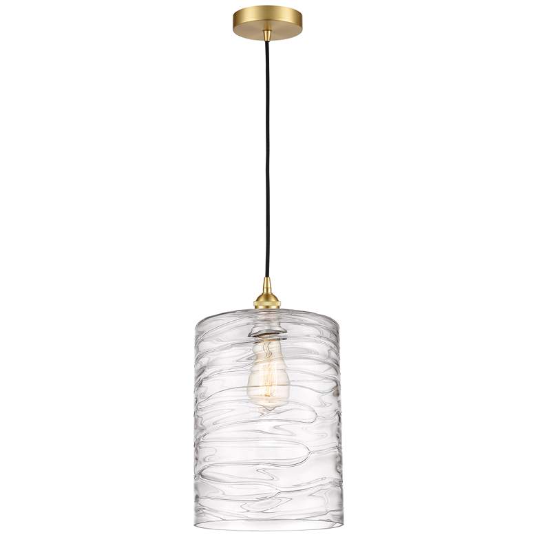 Image 1 Cobbleskill 9" Mini Pendant - Satin Gold - Deco Swirl Shade