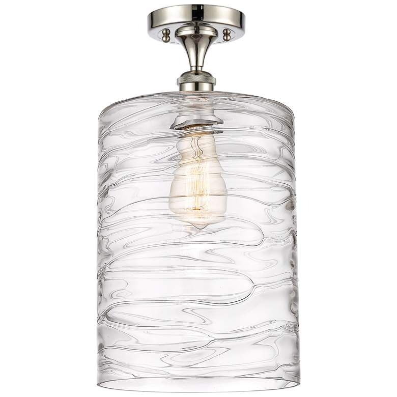 Image 1 Cobbleskill 9" Nickel LED Semi-Flush w/ Swirl Shade