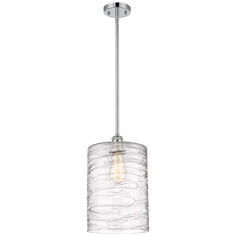 Image 1 Cobbleskill 9" Polished Chrome Mini Pendant w/ Deco Swirl Shade