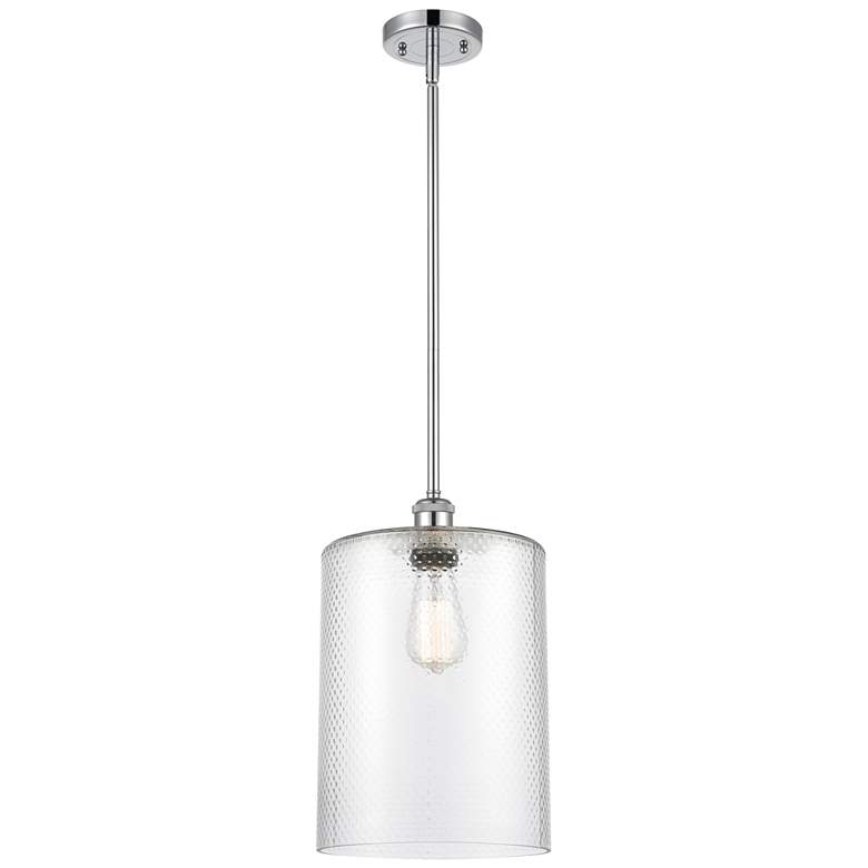 Image 1 Cobbleskill 9" Polished Chrome Stem Hung Mini Pendant w/ Clear Shade