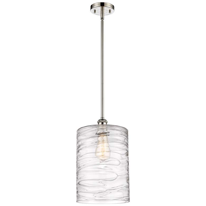 Image 1 Cobbleskill 9" Polished Nickel Mini Pendant w/ Deco Swirl Shade