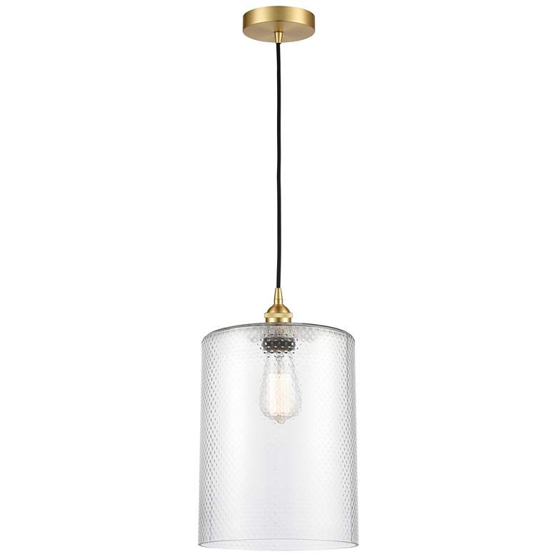 Image 1 Cobbleskill 9" Satin Gold Mini Pendant w/ Clear Shade