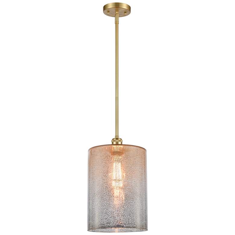 Image 1 Cobbleskill 9" Satin Gold Stem Hung Mini Pendant w/ Mercury Shade