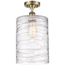 Cobbleskill  9" Semi-Flush Mount - Antique Brass - Deco Swirl Shade Cobbleskill  9" Semi-Flush Mount - Antique Brass - Deco Swirl Shade