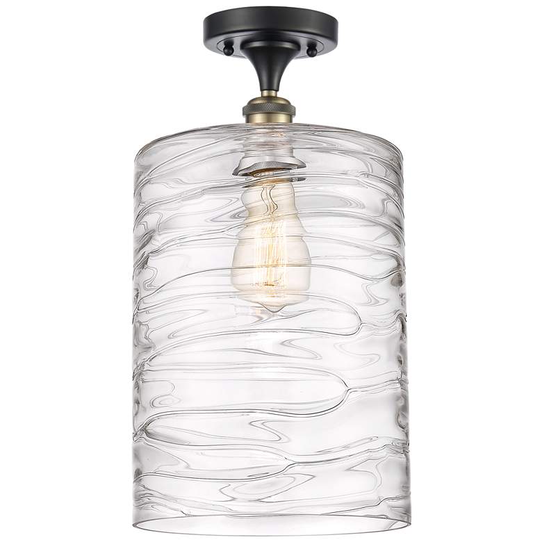 Image 1 Cobbleskill 9" Semi-Flush Mount - Black Antique Brass - Deco Swirl Sh