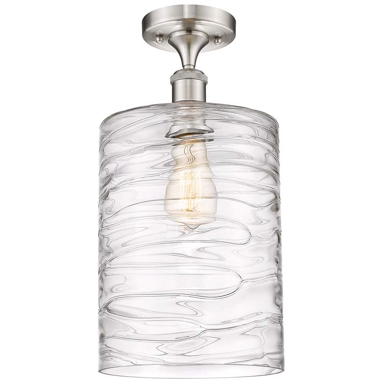 Image 1 Cobbleskill 9" Semi-Flush Mount - Brushed Satin Nickel - Deco Swirl