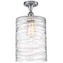 Cobbleskill 9" Semi-Flush Mount - Polished Chrome - Deco Swirl Shade
