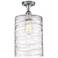 Cobbleskill 9" Semi-Flush Mount - Polished Chrome - Deco Swirl Shade