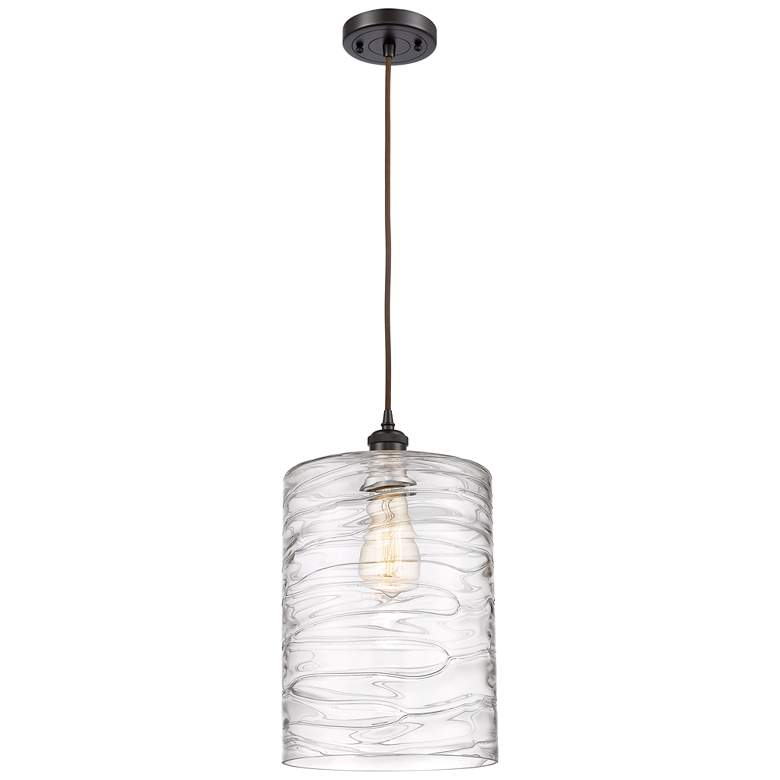 Image 1 Cobbleskill 9" Wide Bronze Mini Pendant w/ Deco Swirl Glass