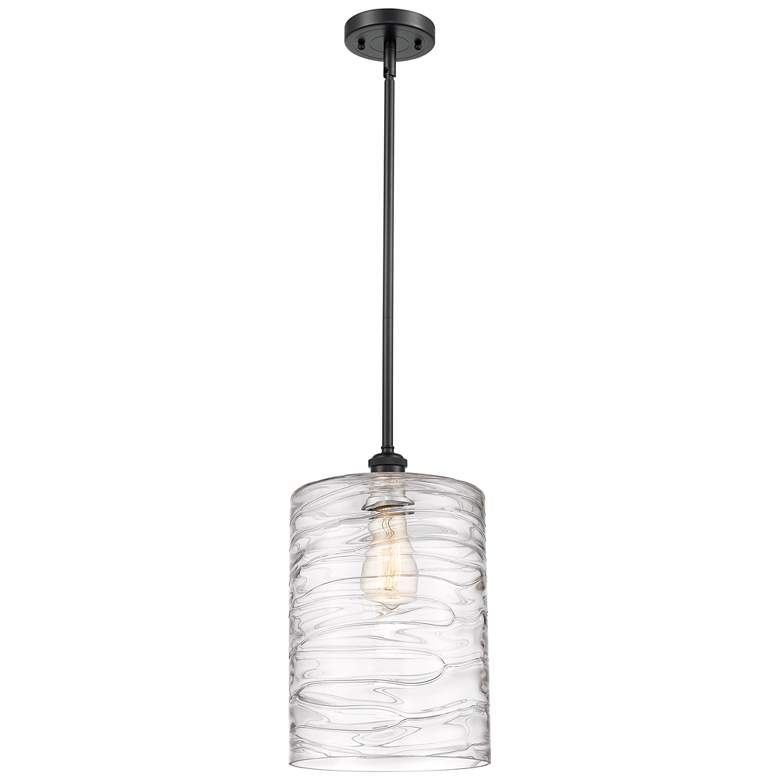 Image 1 Cobbleskill 9" Wide Matte Black and Clear Glass Mini Pendant
