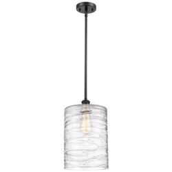 Cobbleskill 9" Wide Matte Black and Clear Glass Mini Pendant