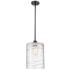 Cobbleskill 9" Wide Matte Black and Clear Glass Mini Pendant