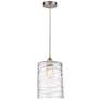 Cobbleskill 9" Wide Satin Nickel Mini Pendant w/ Swirl Glass