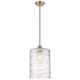 Cobbleskill 9"W Antique Brass Mini Pendant with Swirl Glass Cobbleskill 9"W Antique Brass Mini Pendant with Swirl Glass