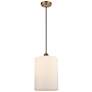 Cobbleskill 9"W Brushed Brass and White Glass Mini Pendant