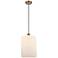 Cobbleskill 9"W Brushed Brass and White Glass Mini Pendant