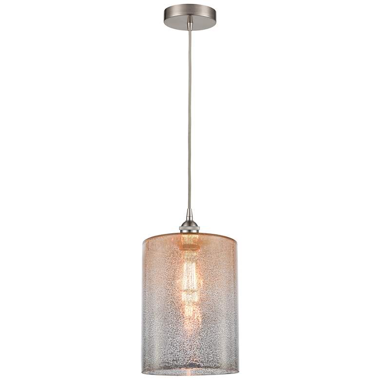Image 1 Cobbleskill 9"W Satin Nickel Mini Pendant w/ Mercury Shade