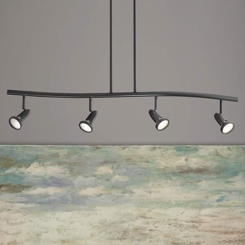 Image 1 Cobra 33" Wide Black 4-Light LED Island Pendant