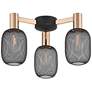 3_Coburn 16 3/4" Wide Rose Gold Black Mesh 3-Light Ceiling Light