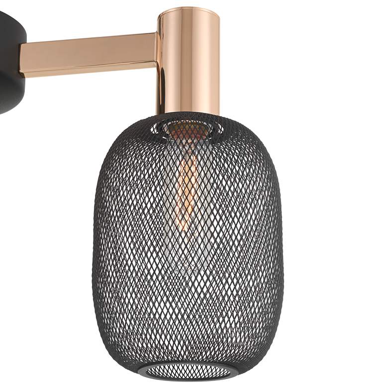 Image 3 Coburn 16 3/4" Wide Rose Gold Black Mesh 3-Light Ceiling Light more views