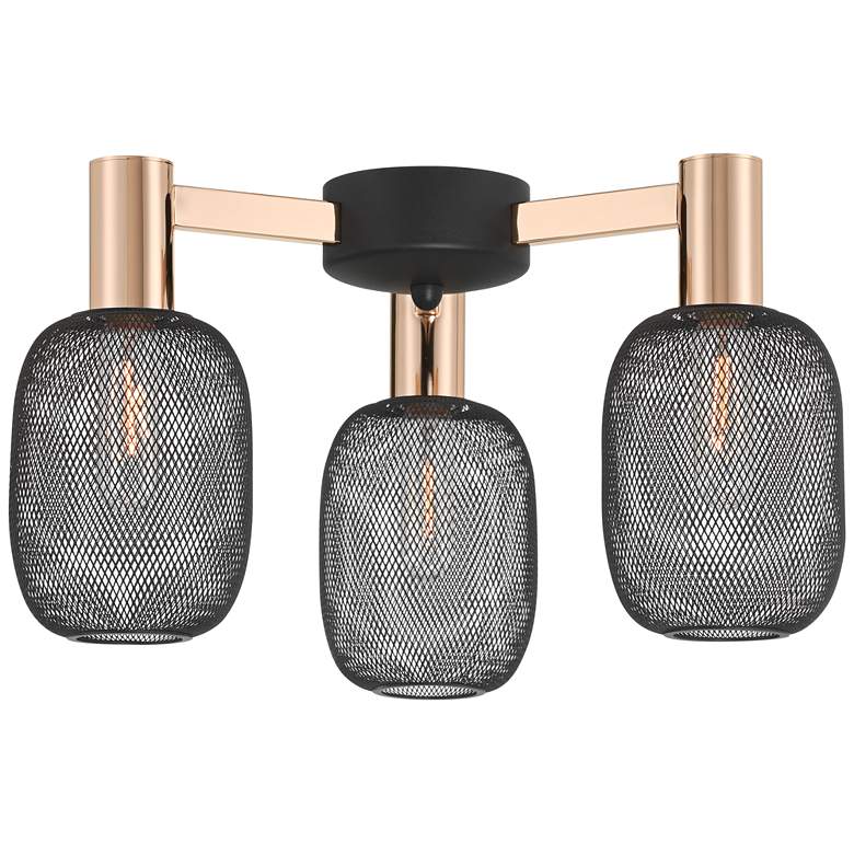 Image 5 Coburn 16 3/4" Wide Rose Gold Black Mesh 3-Light Ceiling Light more views