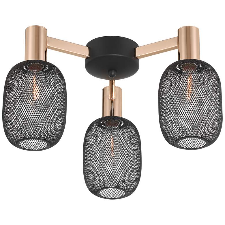 Image 6 Coburn 16 3/4" Wide Rose Gold Black Mesh 3-Light Ceiling Light more views