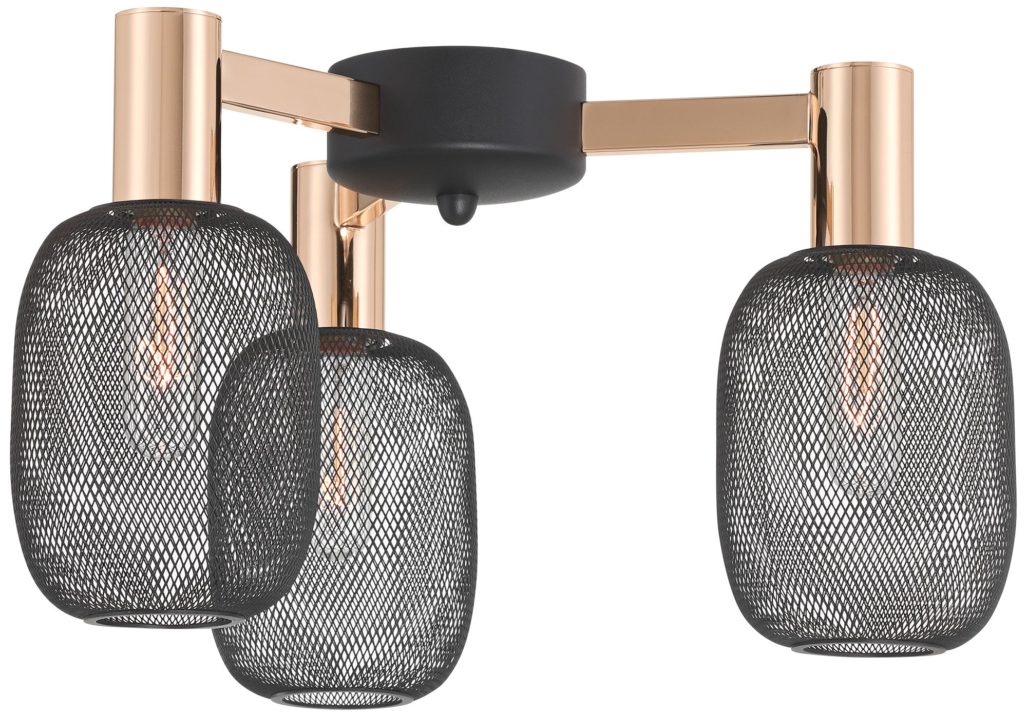 Watch A Video About the Kove Rose Gold Black Mesh 3 Light Ceiling Light