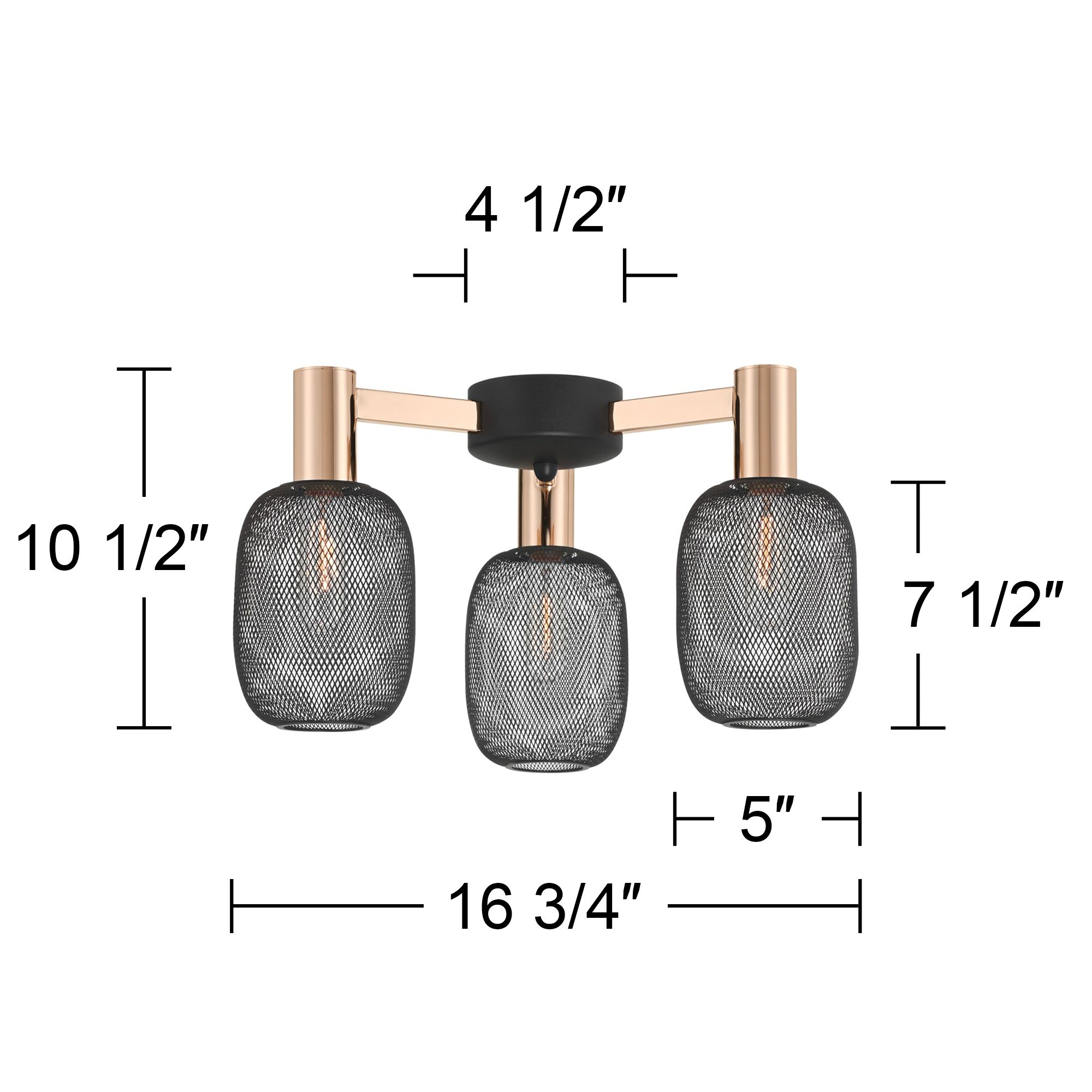 Watch A Video About the Kove Rose Gold Black Mesh 3 Light Ceiling Light