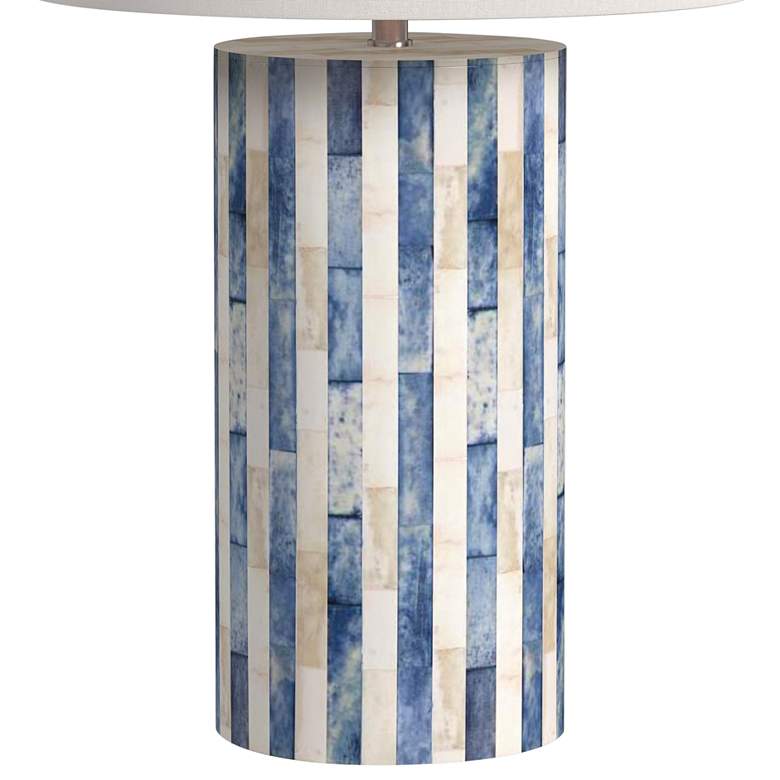 Image 6 Coburn Blue and White Column Modern Coastal Porcelain Table Lamp by Bassett more views
