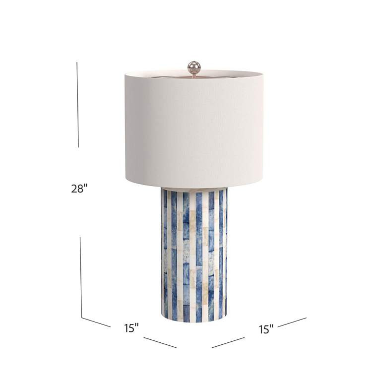 Image 7 Coburn Blue and White Column Modern Coastal Porcelain Table Lamp by Bassett more views