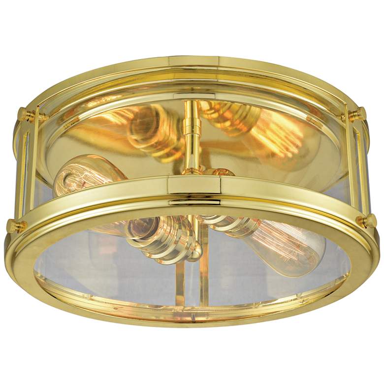 Image 1 Coby 13 inch Wide Polished Gold 2-Light Ceiling Light