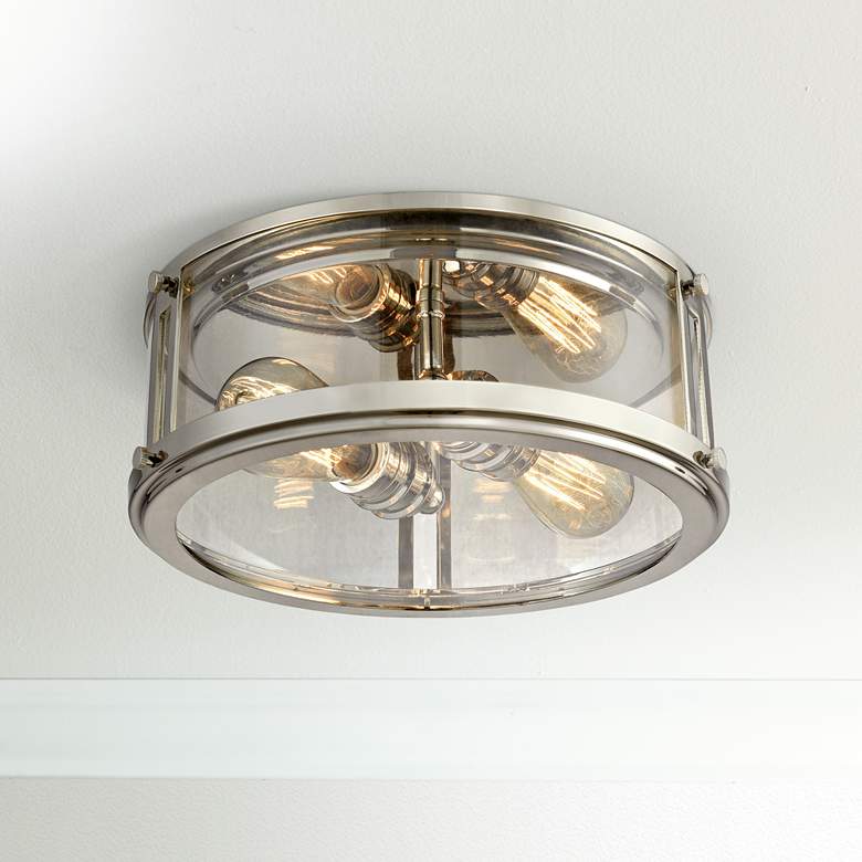 Coby 13&quot; Wide Polished Nickel 2-Light Ceiling Light