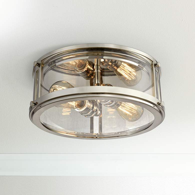 Image 1 Coby 13 inch Wide Polished Nickel 2-Light Ceiling Light