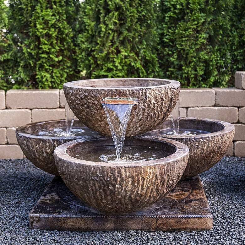 Image 1 Cocco Quad 19" High Relic Lava LED Outdoor Water Fountain
