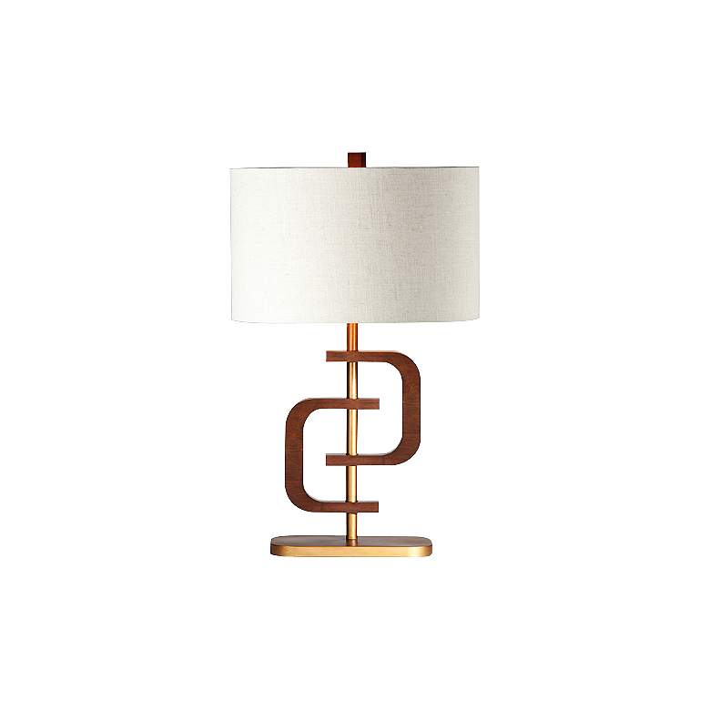 Image 1 Coco 1 Ring Chestnut Wood Gold Table Lamp
