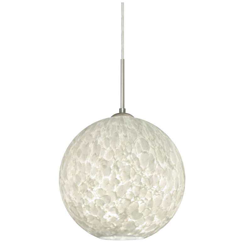 Image 1 Coco 11 3/4"W Satin Nickel LED Mini Pendant w/ Carrera Glass
