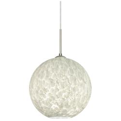 Coco 11 3/4"W Satin Nickel LED Mini Pendant w/ Carrera Glass