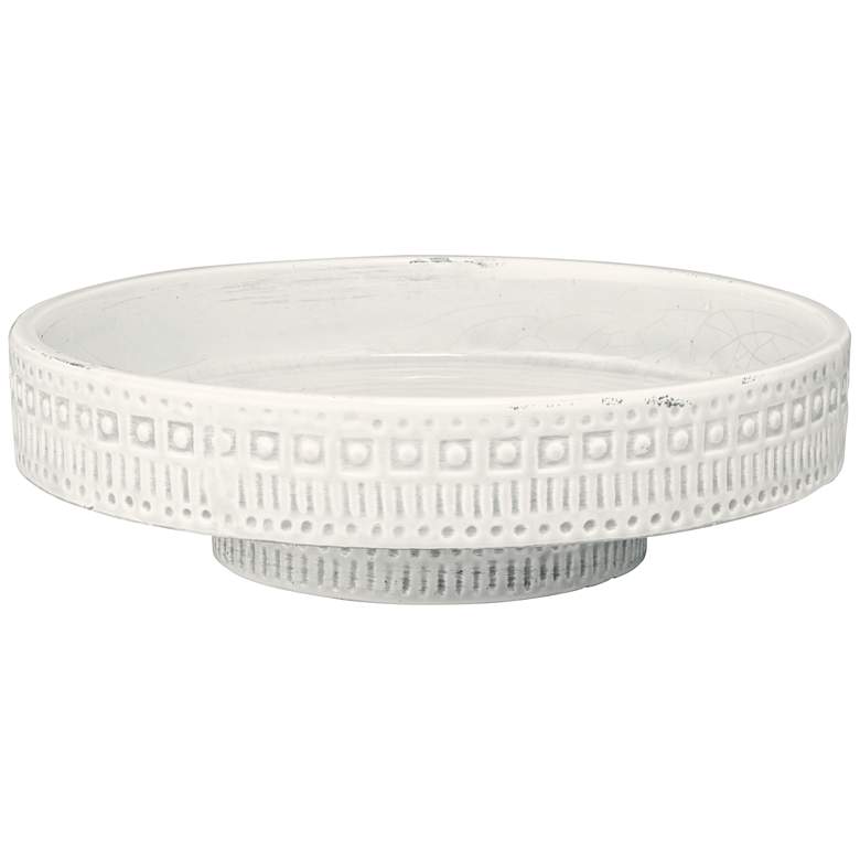 Image 2 Coco 13 1/4 inch Wide White Modern Ceramic Pedestal Bowl
