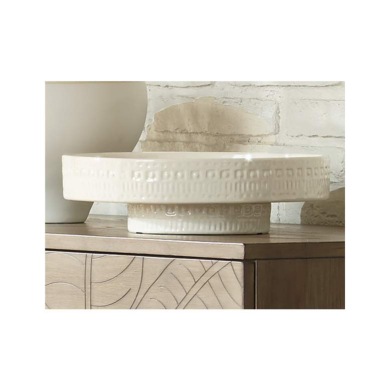 Image 1 Coco 13 1/4" Wide White Modern Ceramic Pedestal Bowl