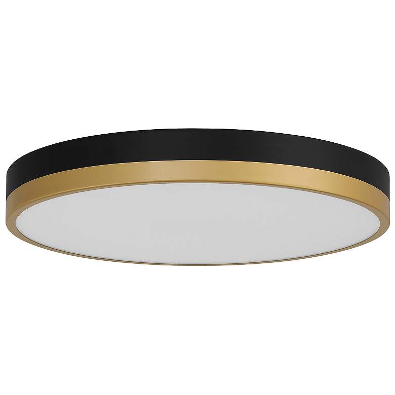Image 2 Coco 15" Wide Black & Antique Brushed Brass LED Flush Mount more views