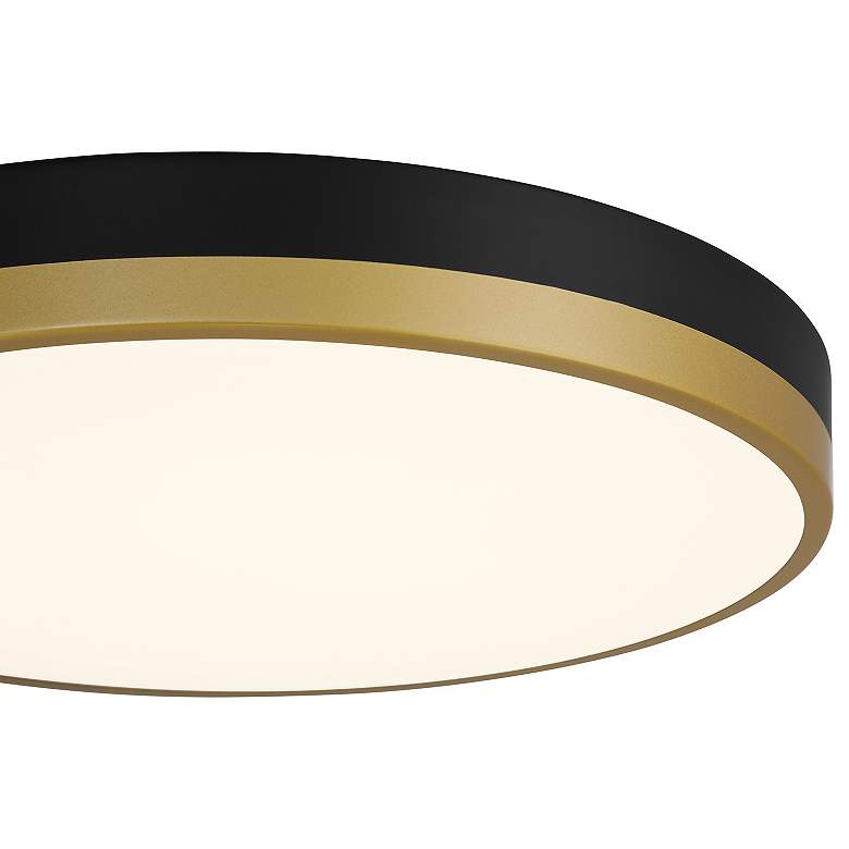 Image 5 Coco 15" Wide Black & Antique Brushed Brass LED Flush Mount more views