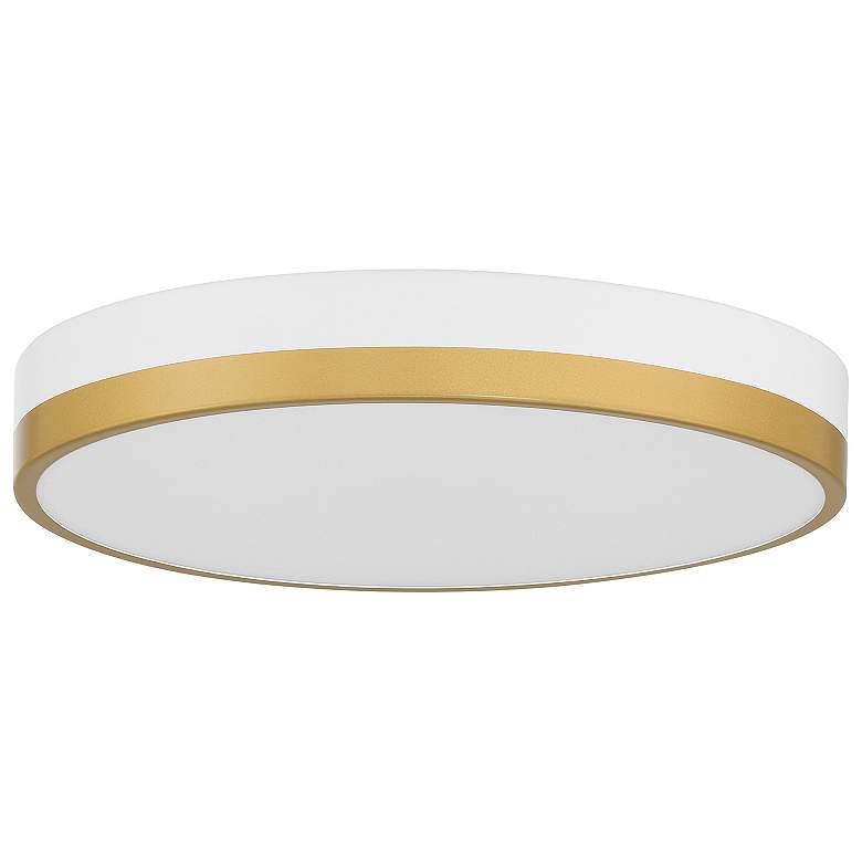 Image 2 Coco 15" Wide White & Antique Brushed Brass LED Flush Mount more views