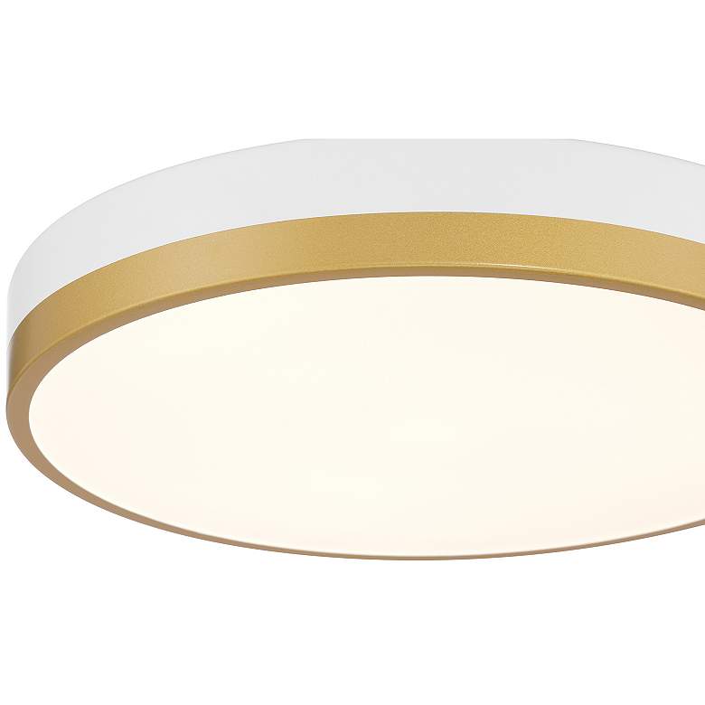 Image 5 Coco 15" Wide White & Antique Brushed Brass LED Flush Mount more views