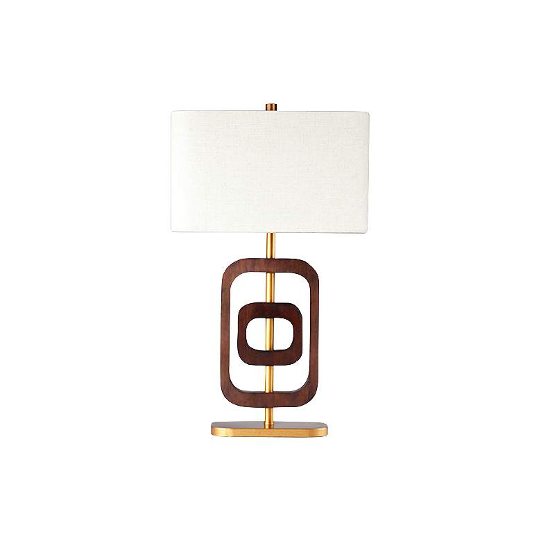 Image 1 Coco 2 Ring Chestnut Wood Gold Table Lamp