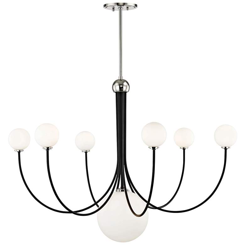 Image 2 Coco 40 inchW Polished Nickel and Black 7-Light LED Chandelier